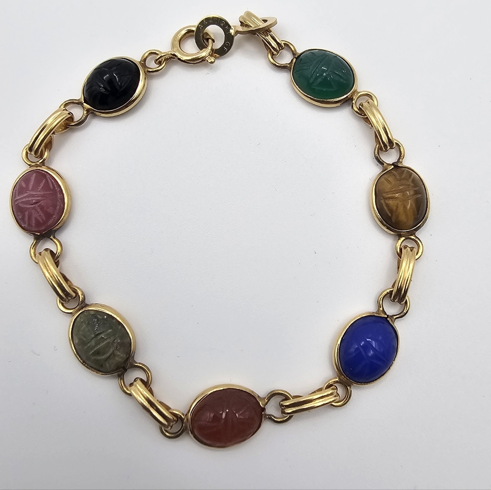 A & Z 12k Gold Filled Art Deco Etched Bead Bracelet - Picture 5 of 8